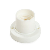 Base Recta con Prensa Cable de Conexión Rosca E-27 4A-250V, Color Blanco
