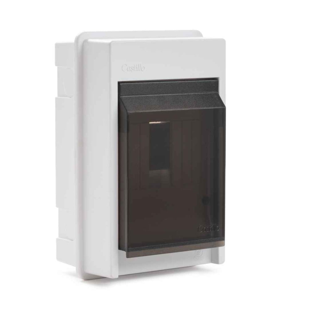 Tablero Para 4 Circuitos Embutido Riel Din con Puerta Transparente y Regleta de Conexión