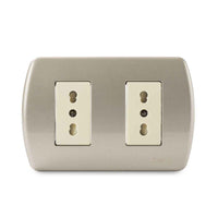 Toma Corriente Doble Embutida 2P+T 10/16A-250V, Color Champagne