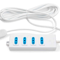 Alargador Multiple 4 Posiciones 2P+T 10A-250V 5 Mt. Blanco