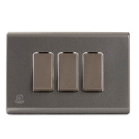 Interruptor Triple 9/32 Embutido 10A-250V, Color Gris
