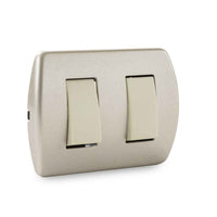 Interruptor Doble 9/15 Embutida 10A-250V, Color Champagne