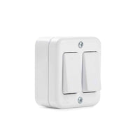 Interruptor Doble 9/15 10A-250V Sobrepuesto, Color Blanco
