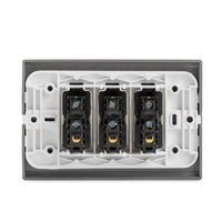 Interruptor Triple 9/32 Embutido 10A-250V, Color Champagne