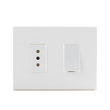 Interruptor Simple 9/12 + Toma Corriente 2P+T Embutida 10A-250V, Color Blanco