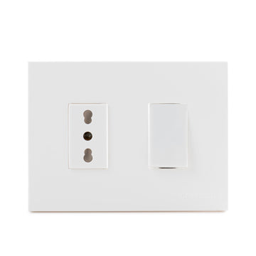 Interruptor 9/12 + Toma Corriente Embutida 2P+T 10/16A-250V, Color Blanco