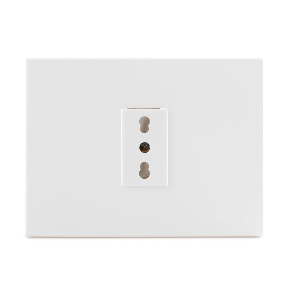 Toma Corriente Simple Embutida 2P+T 10/16A-250V, Color Blanco