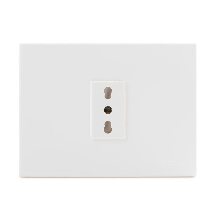 Toma Corriente Simple Embutida 2P+T 10/16A-250V, Color Blanco