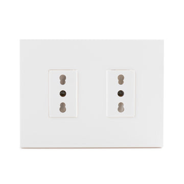 Toma Corriente Doble Embutida 2P+T 10/16A-250V, Color Blanco