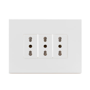 Toma Corriente Triple Embutida 2P+T 10/16A-250V, Color Blanco
