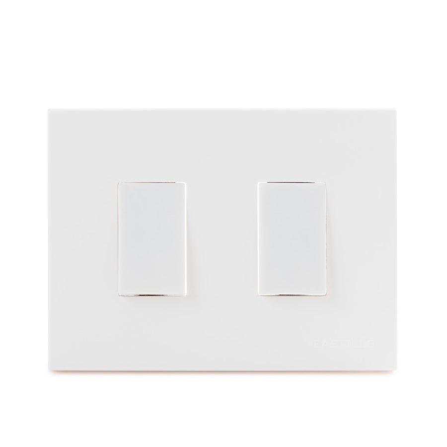 Interruptor Simple 9/12 + Interruptor Conmutador 9/24 Embutida 10A-250V, Color Blanco