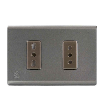 Toma Corriente Simple 2P+T 10A 250V + Toma Corrientesimple 2P+T 10/16A-250V, Color Gris