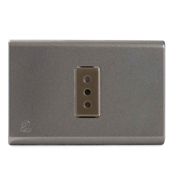 Toma Corriente Simple Embutido 2P+T 10A-250V, Color Gris