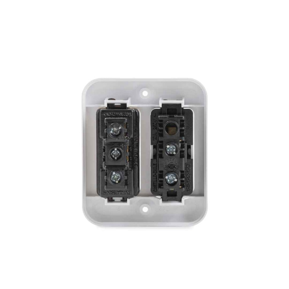 Interruptor Simple 9/12 + Toma Corriente 2P+T 10A-250V Sobrepuesto